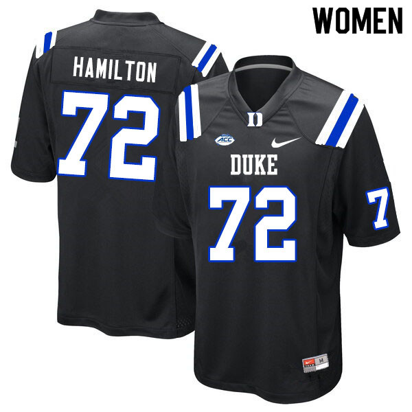 Women #72 Devery Hamilton Duke Blue Devils College Football Jerseys Sale-Black